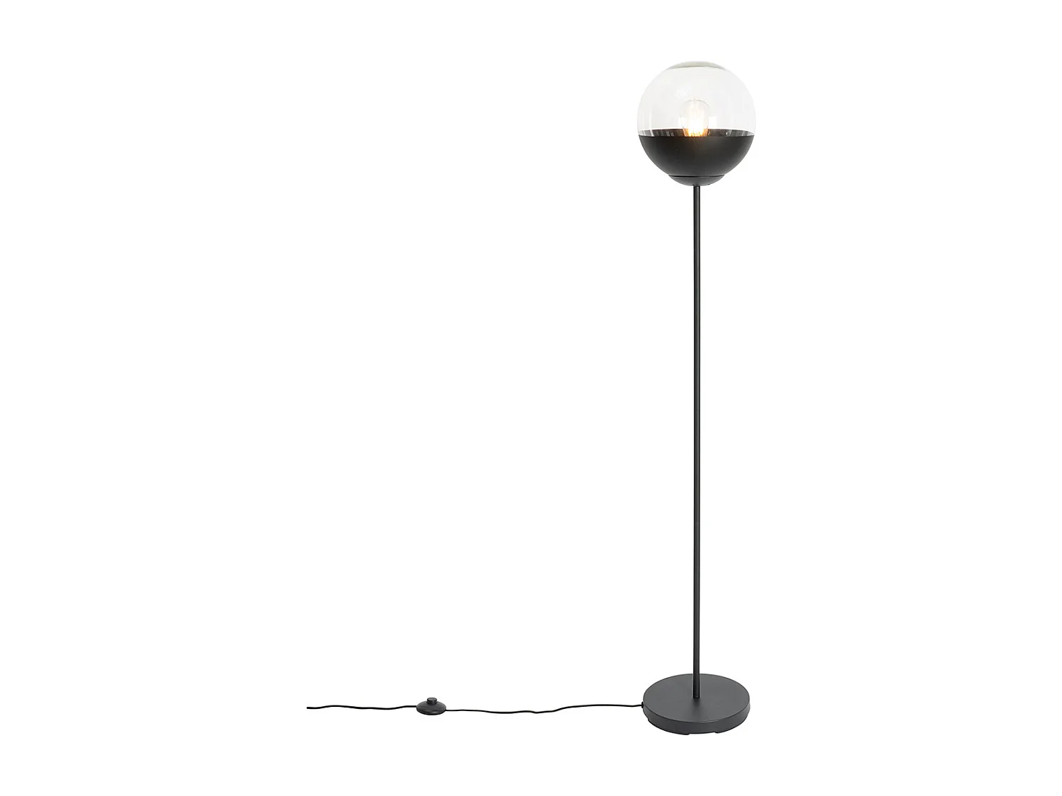 Lampadaire rétro noir avec verre clair - Eclipse