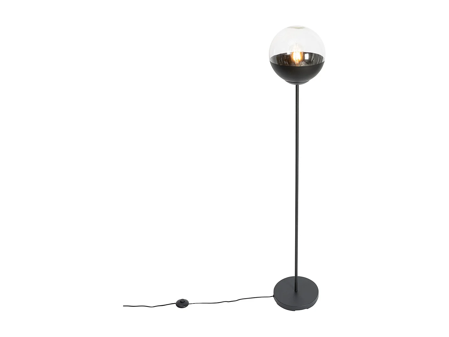 Lampadaire rétro noir avec verre clair - Eclipse