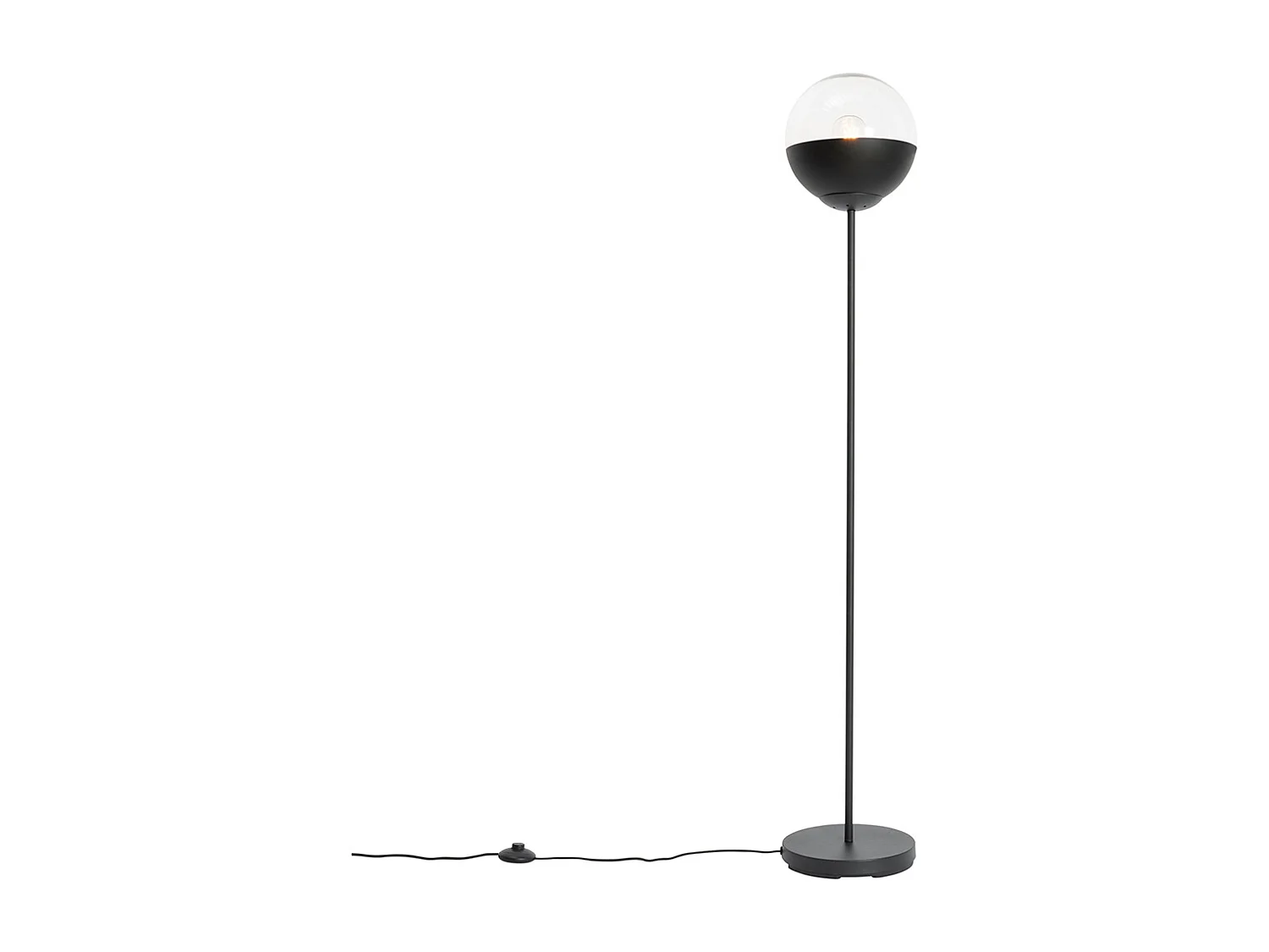 Lampadaire rétro noir avec verre clair - Eclipse