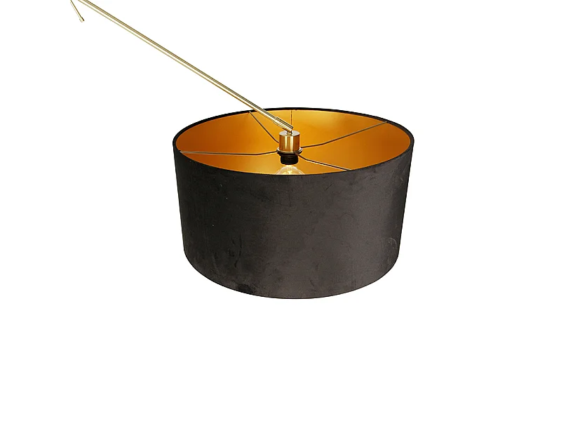 Lampadaire moderne avec abat-jour en velours doré noir 50 cm - Editor