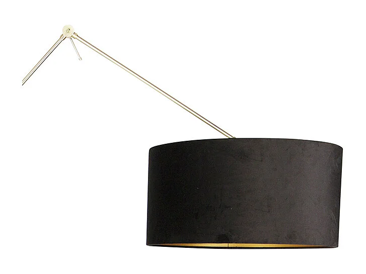 Lampadaire moderne avec abat-jour en velours doré noir 50 cm - Editor