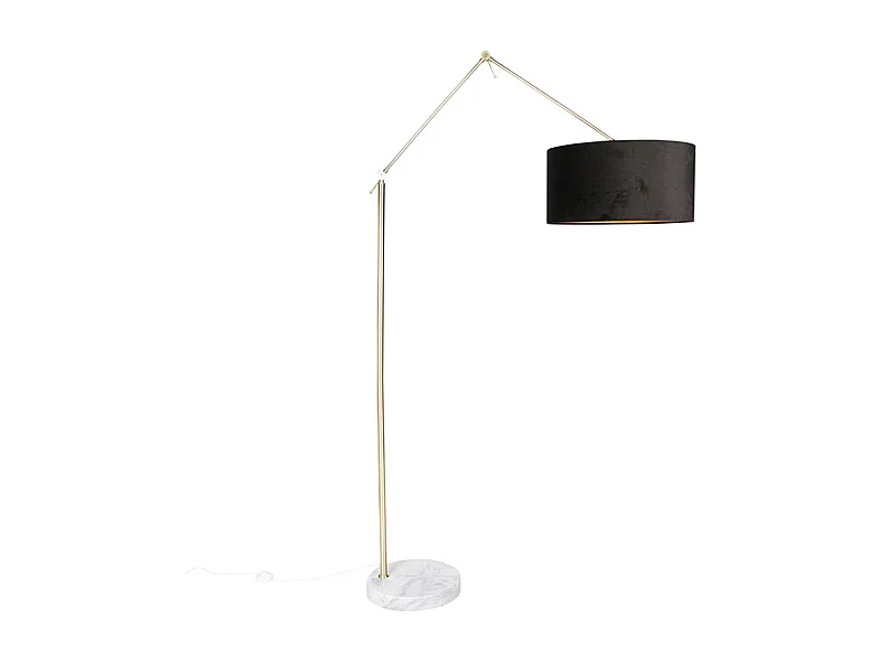 Lampadaire moderne avec abat-jour en velours doré noir 50 cm - Editor