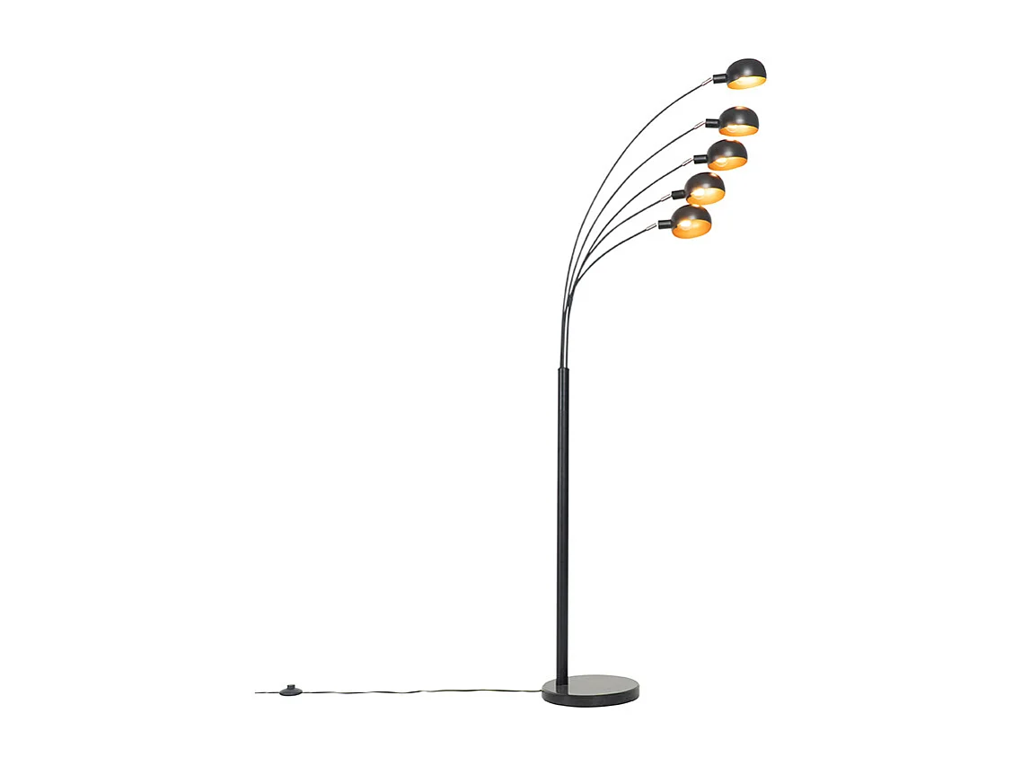 Lampadaire design noir avec or 5 lumières - Sixties Marmo