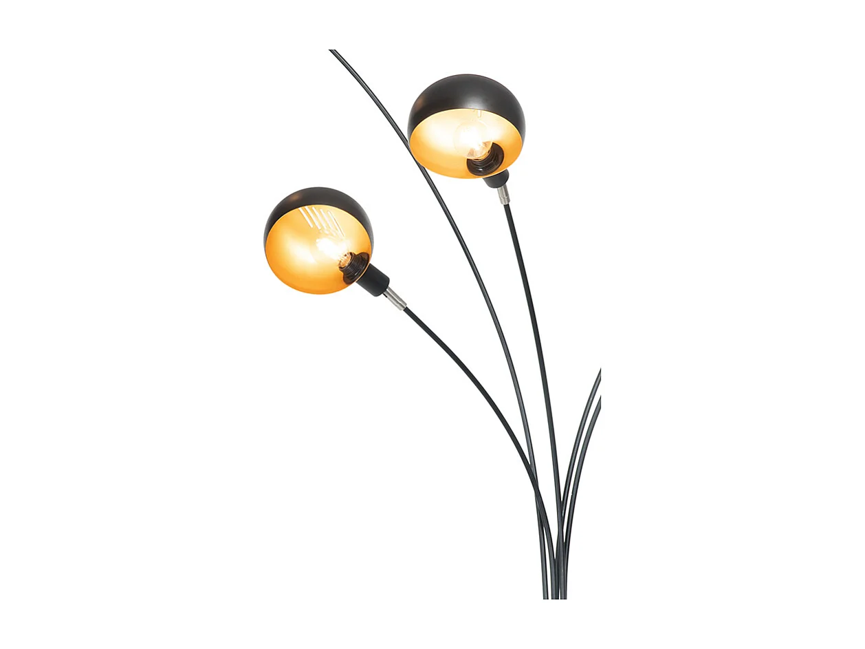 Lampadaire design noir avec or 5 lumières - Sixties Marmo