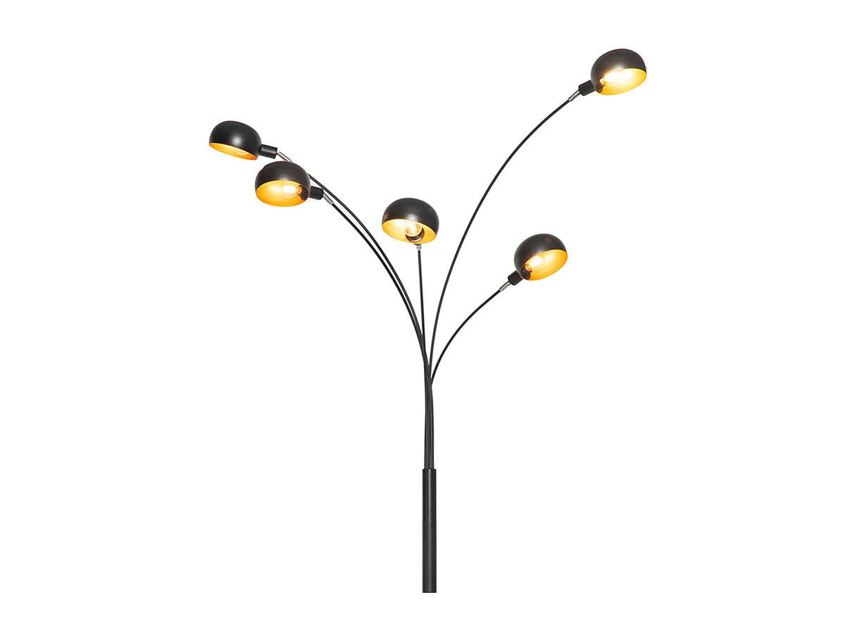 Lampadaire design noir avec or 5 lumières - Sixties Marmo