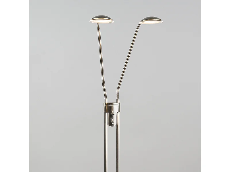 Lampadaire moderne en acier avec lampe de lecture avec LED - Eva