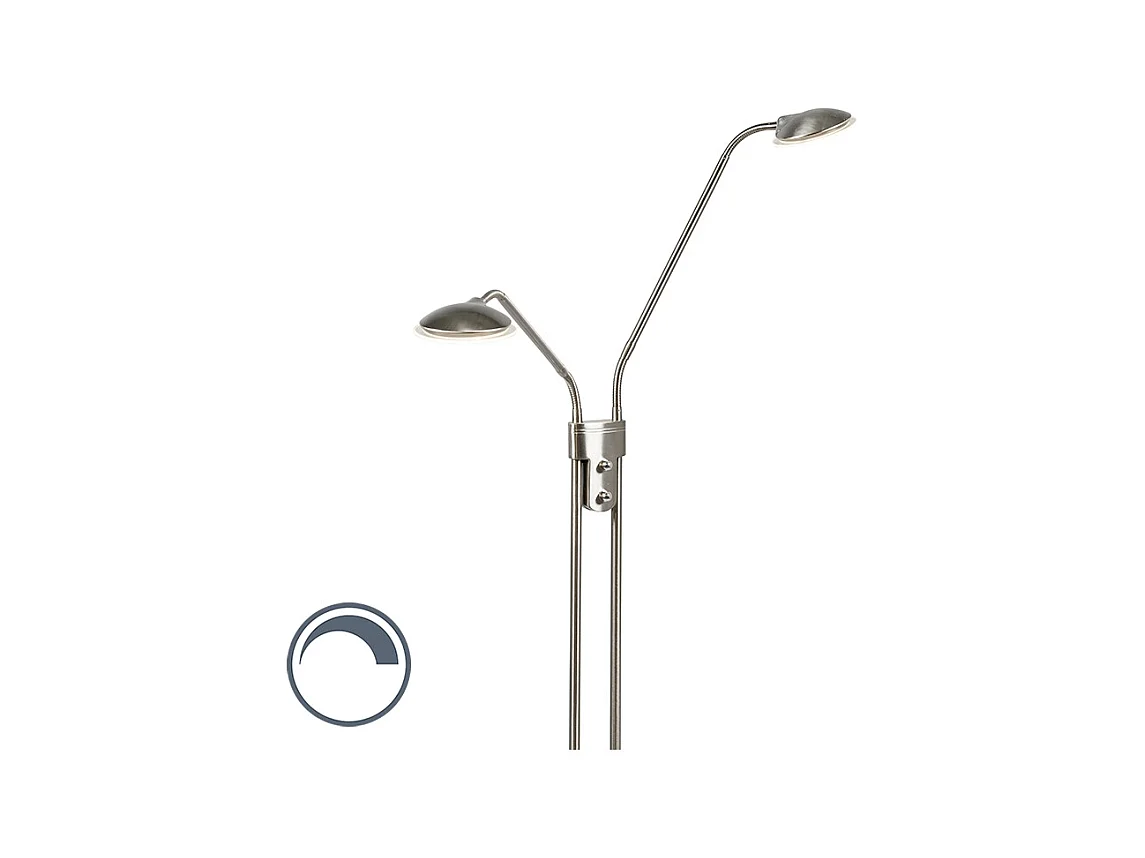 Lampadaire moderne en acier avec lampe de lecture avec LED - Eva
