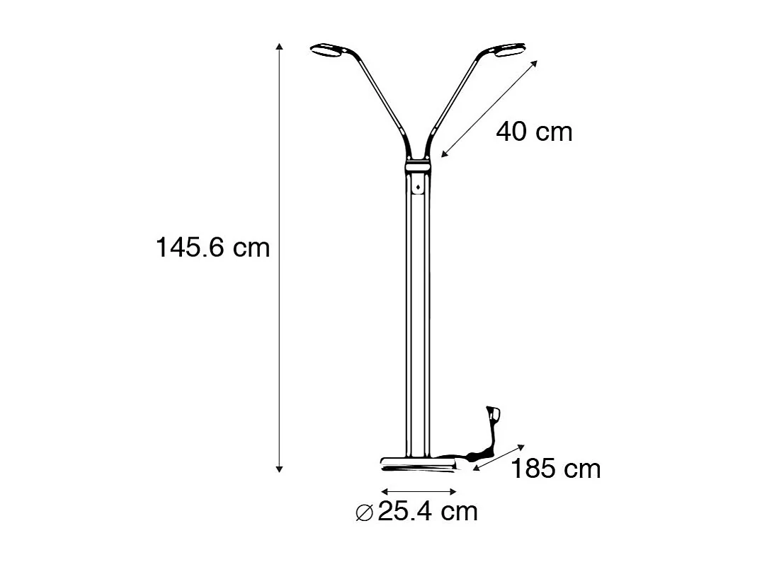 Lampadaire moderne en acier avec liseuse avec LED - Eva