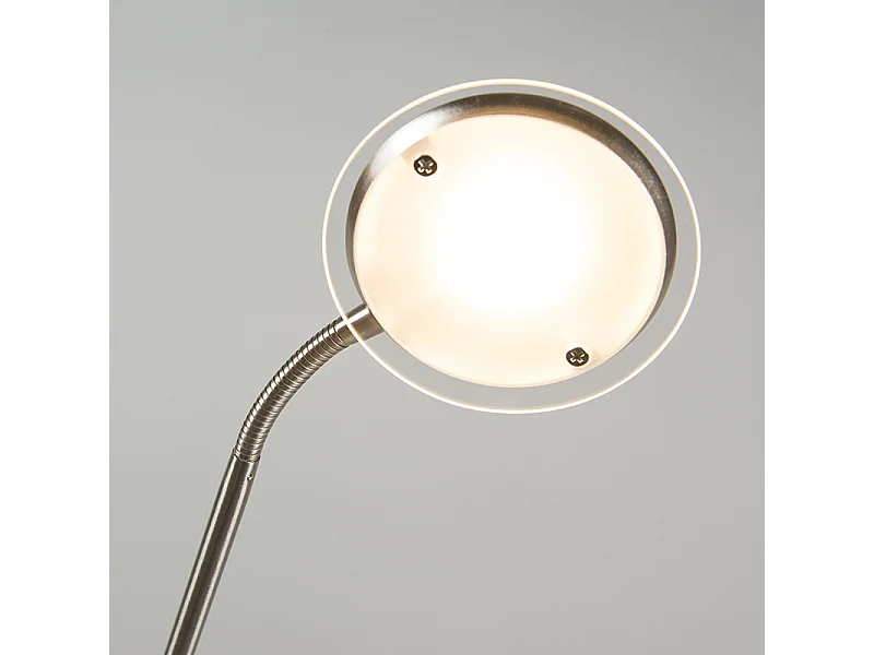 Lampadaire moderne en acier avec liseuse avec LED - Eva
