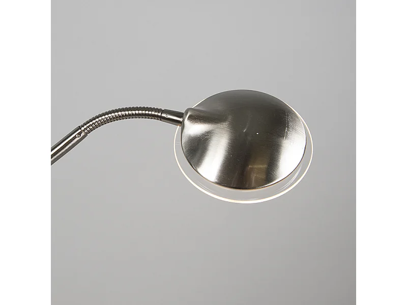 Lampadaire moderne en acier avec liseuse avec LED - Eva