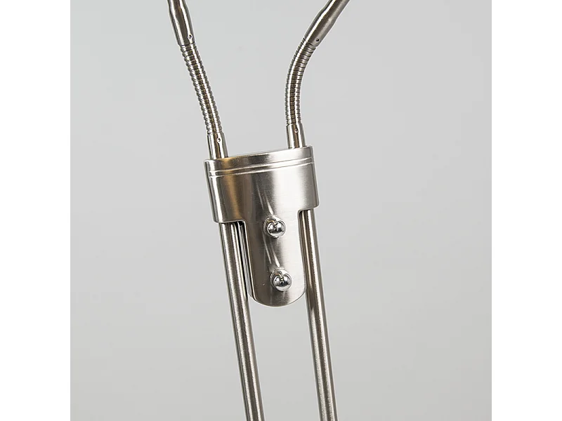 Lampadaire moderne en acier avec liseuse avec LED - Eva