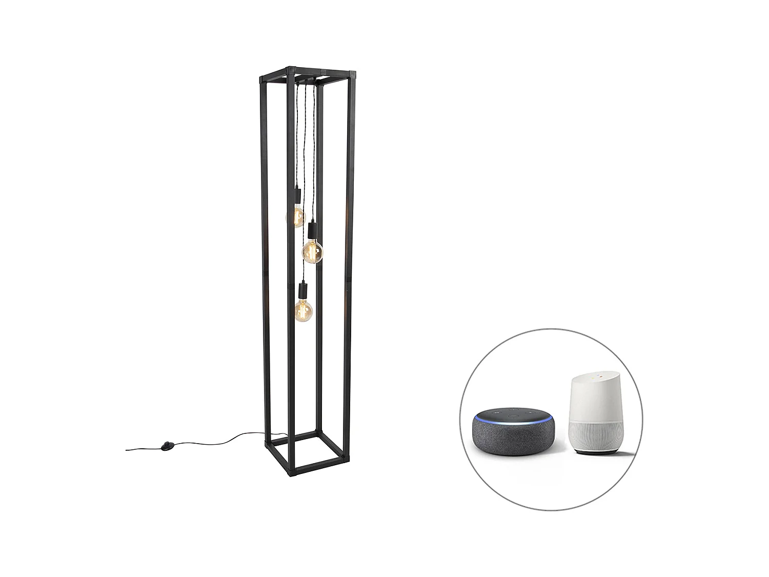 Lampadaire intelligent noir 3 lumières avec Wifi G95 - Big Cage