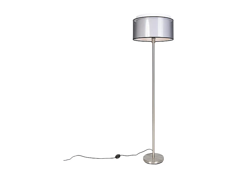 Lampadaire design en acier avec abat-jour noir et blanc 47 cm - Simplo