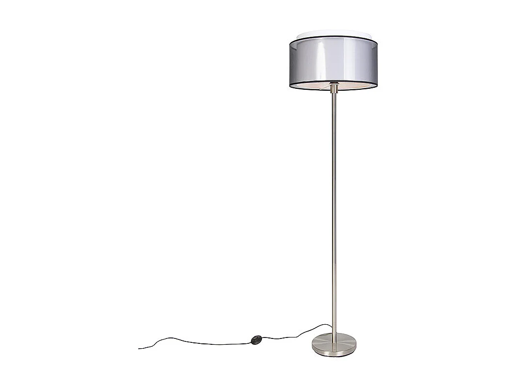 Lampadaire design acier avec abat-jour noir et blanc 47 cm - Simplo