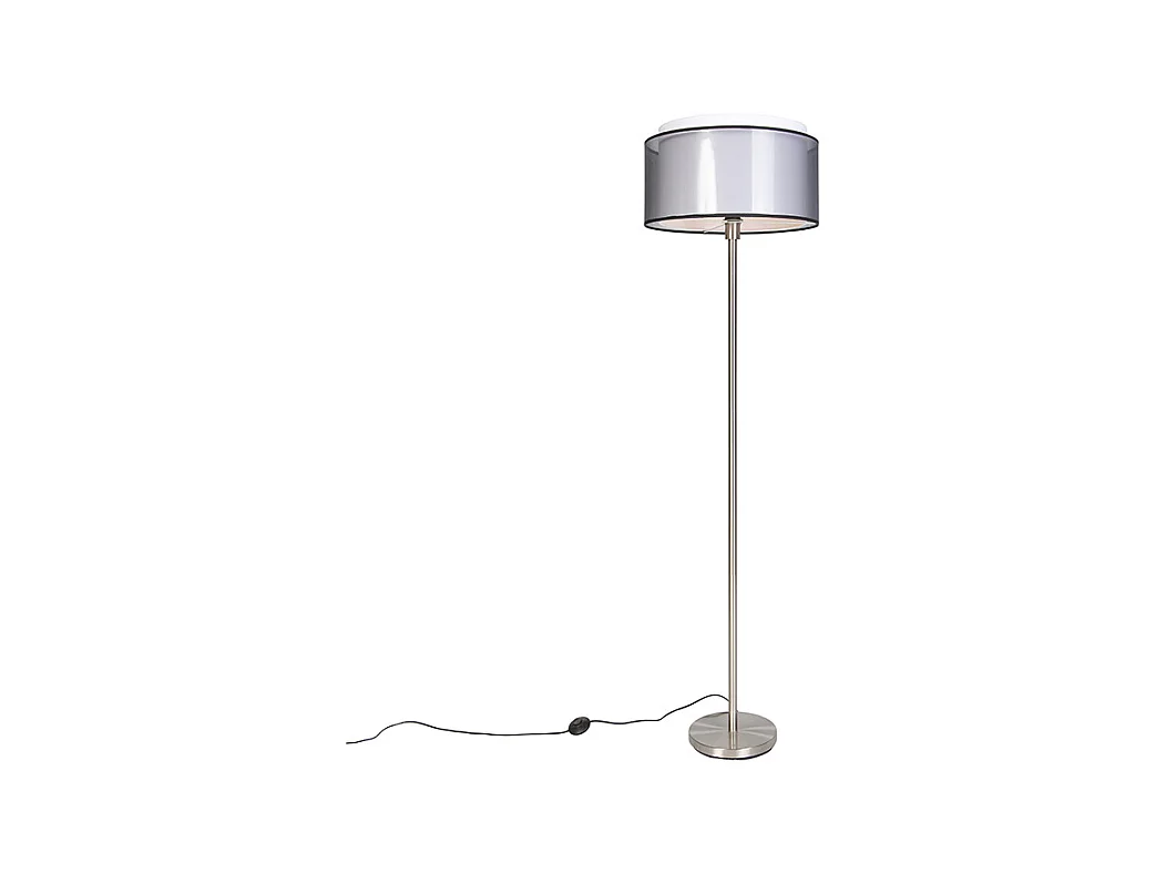 Lampadaire design acier avec abat-jour noir et blanc 47 cm - Simplo