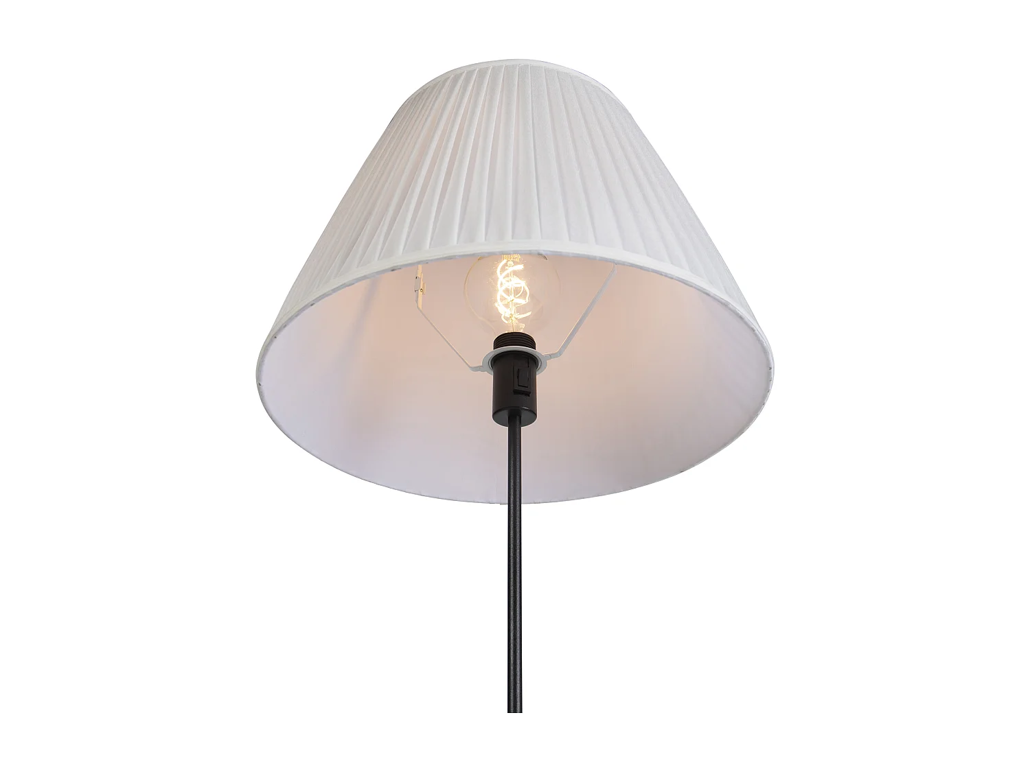 Lampadaire noir avec abat-jour plissé crème 45 cm réglable - Parte
