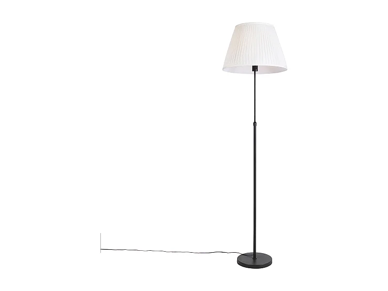Lampadaire noir avec abat-jour plissé crème 45 cm réglable - Parte