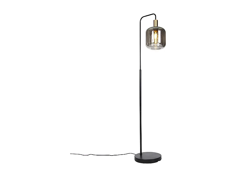 Lampadaire design noir avec verre doré et fumé - Zuzanna
