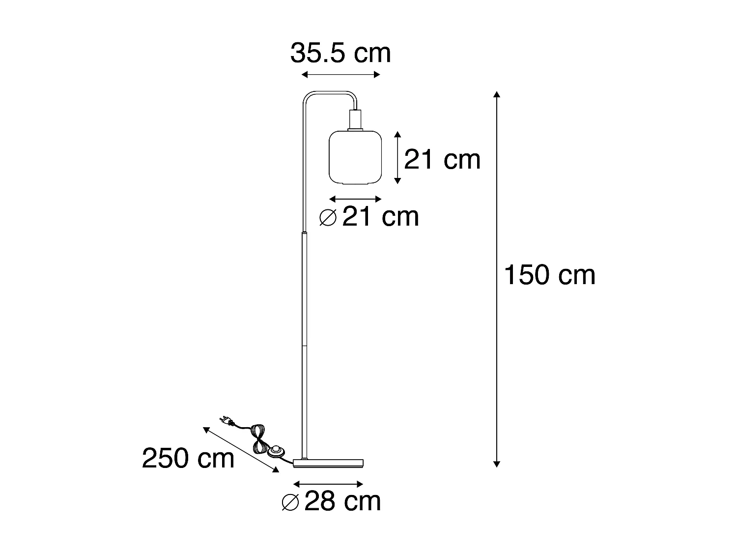 Lampadaire design noir avec verre doré et fumé - Zuzanna