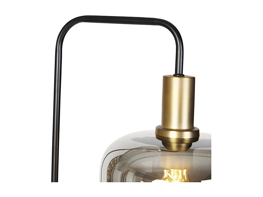 Lampadaire design noir avec verre doré et fumé - Zuzanna