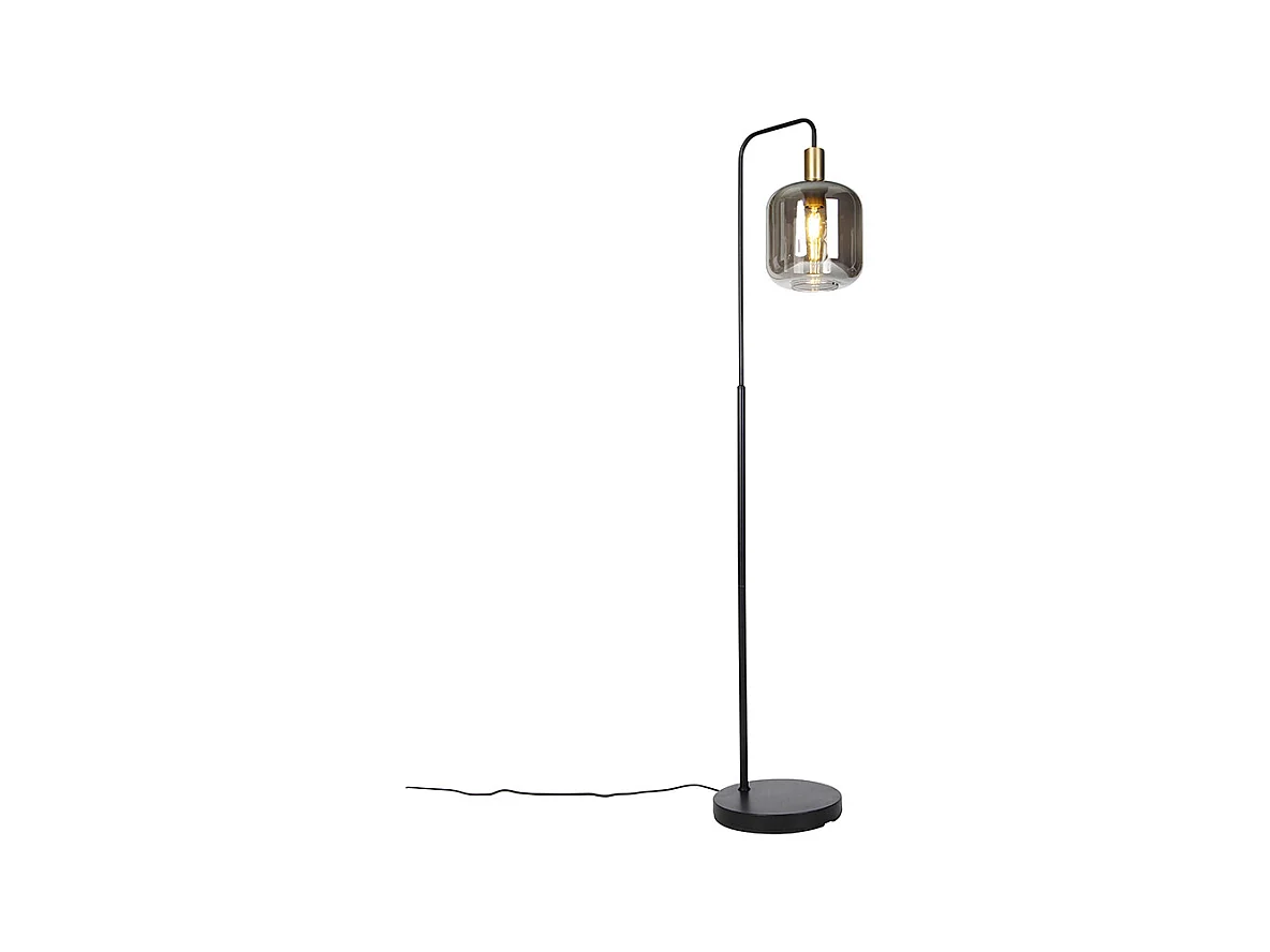 Lampadaire design noir avec verre doré et fumé - Zuzanna