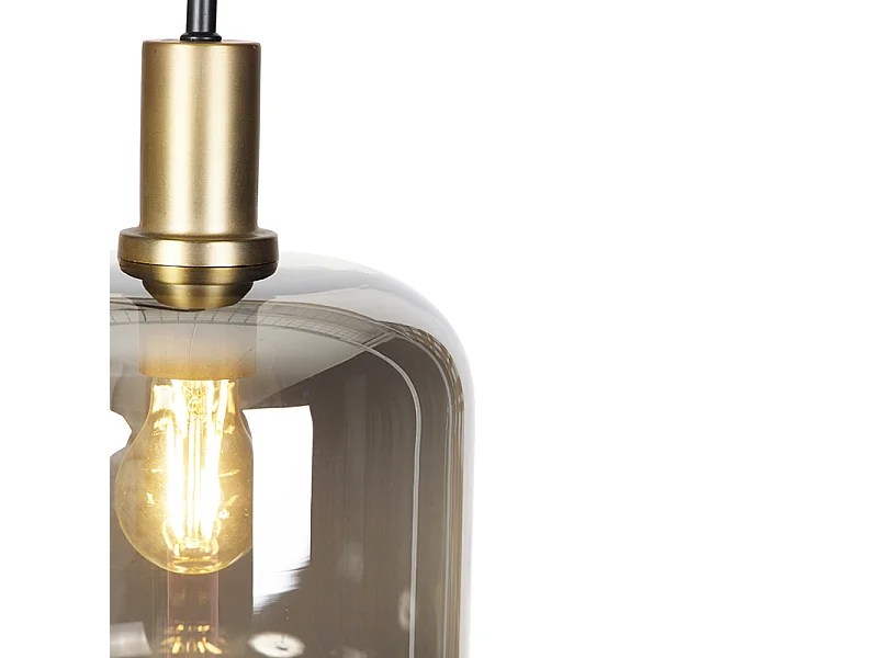 Lampadaire design noir avec verre doré et fumé - Zuzanna