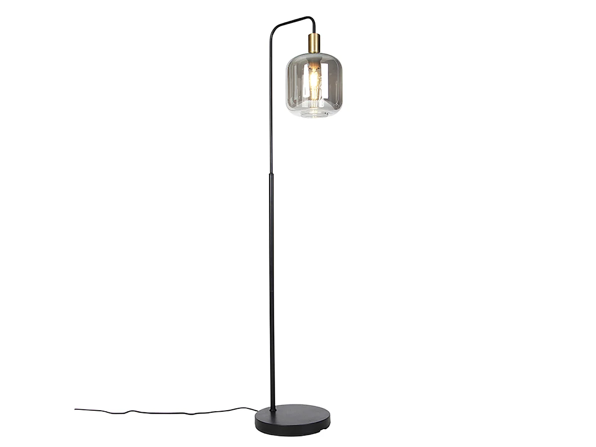 Lampadaire design noir avec verre doré et fumé - Zuzanna
