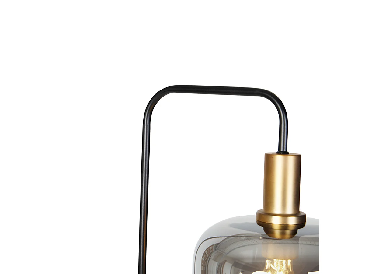 Lampadaire design noir avec verre doré et fumé - Zuzanna