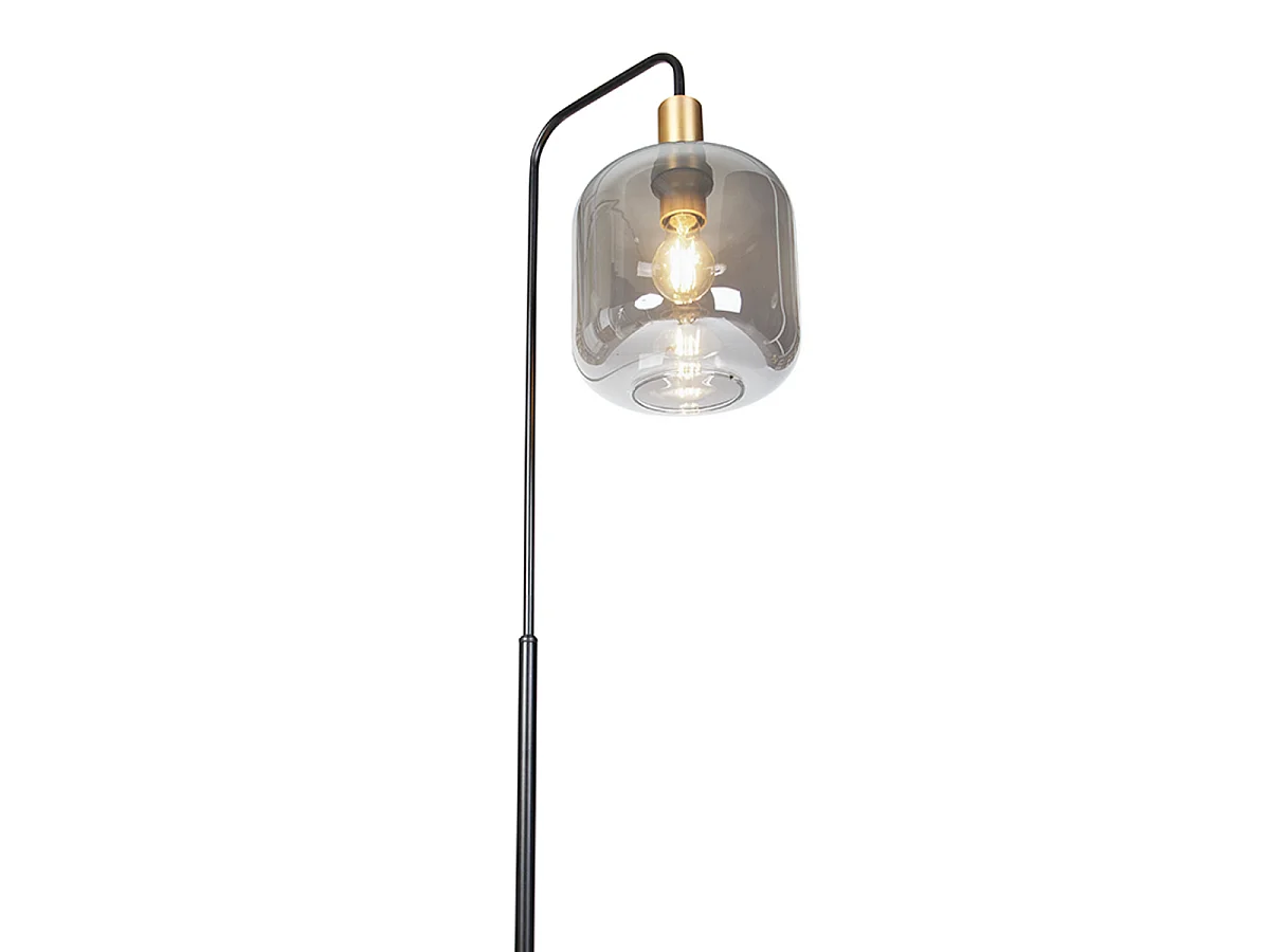 Lampadaire design noir avec verre doré et fumé - Zuzanna