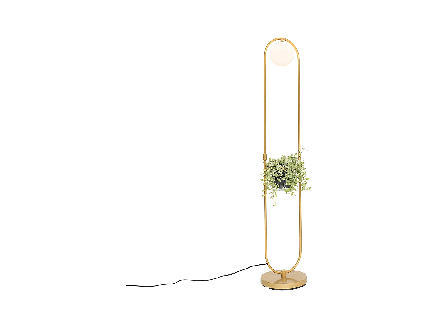 Lampadaire Art Déco doré avec verre blanc - Isabella