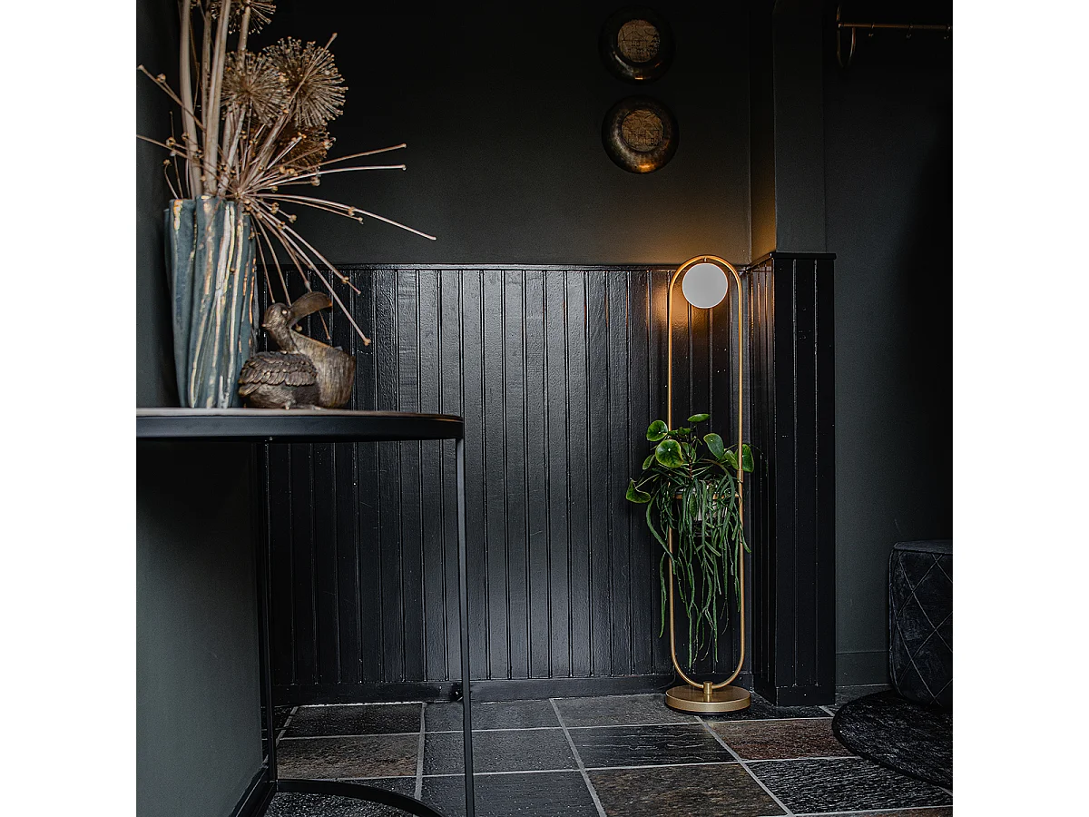 Lampadaire Art Déco doré avec verre blanc - Isabella