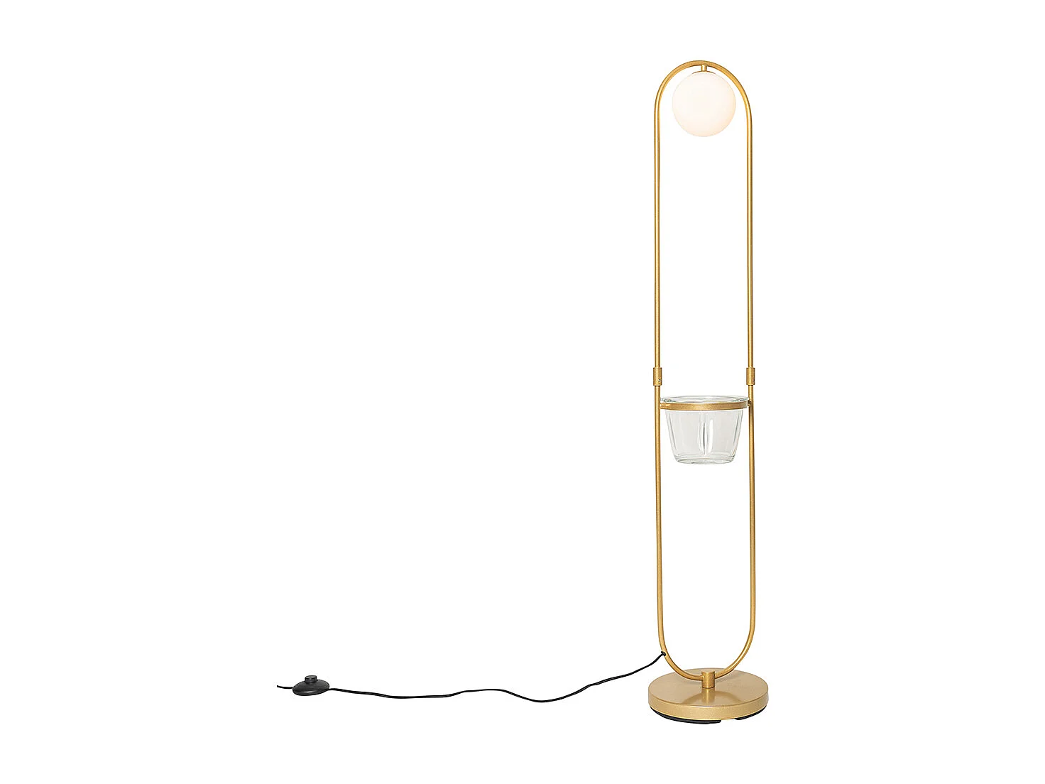 Lampadaire Art Déco doré avec verre blanc - Isabella