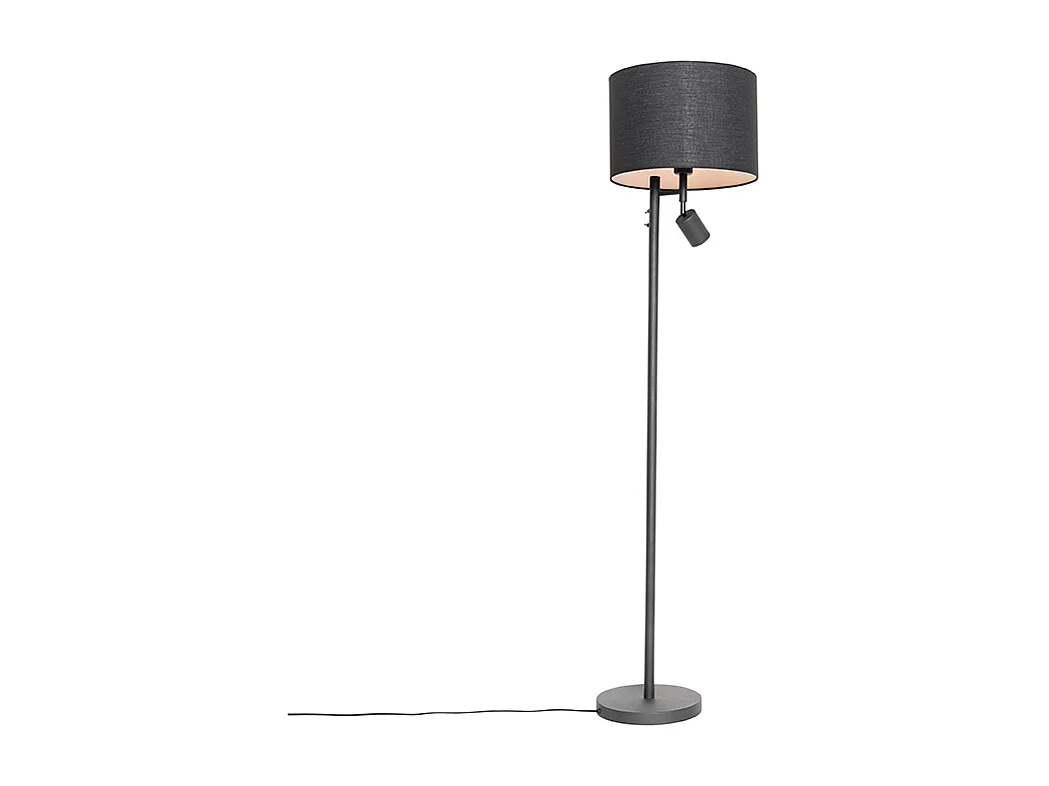 Lampadaire noir avec intérieur blanc et liseuse - Jelena