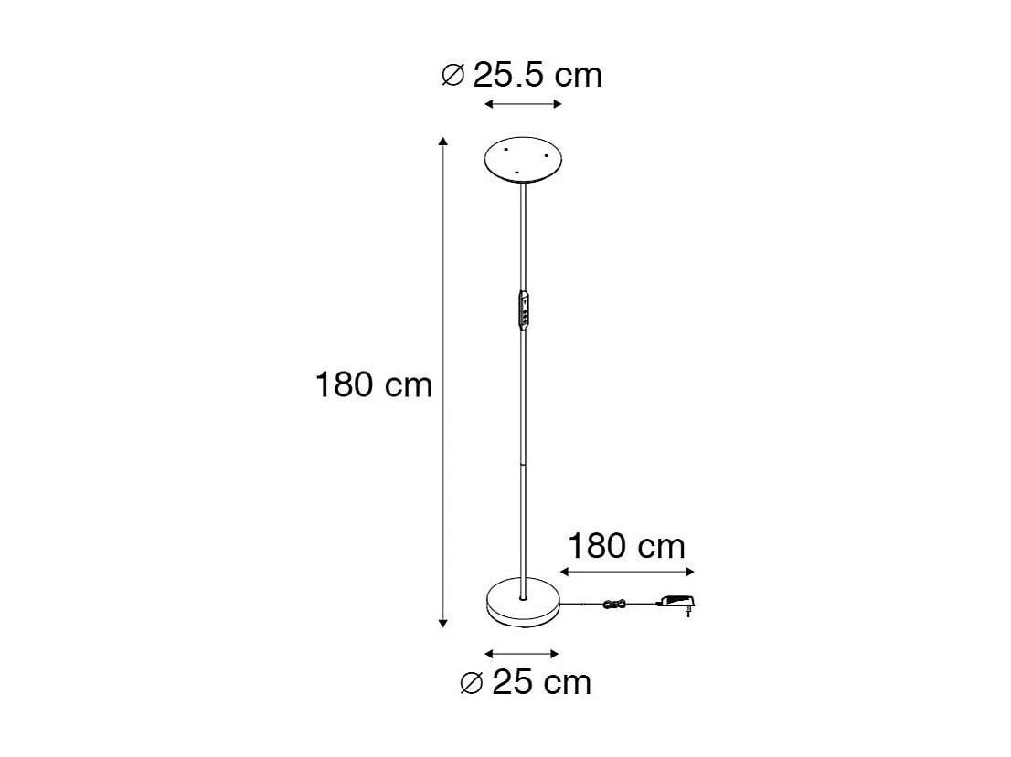 Lampadaire moderne noir avec LED et variateur - Bumu