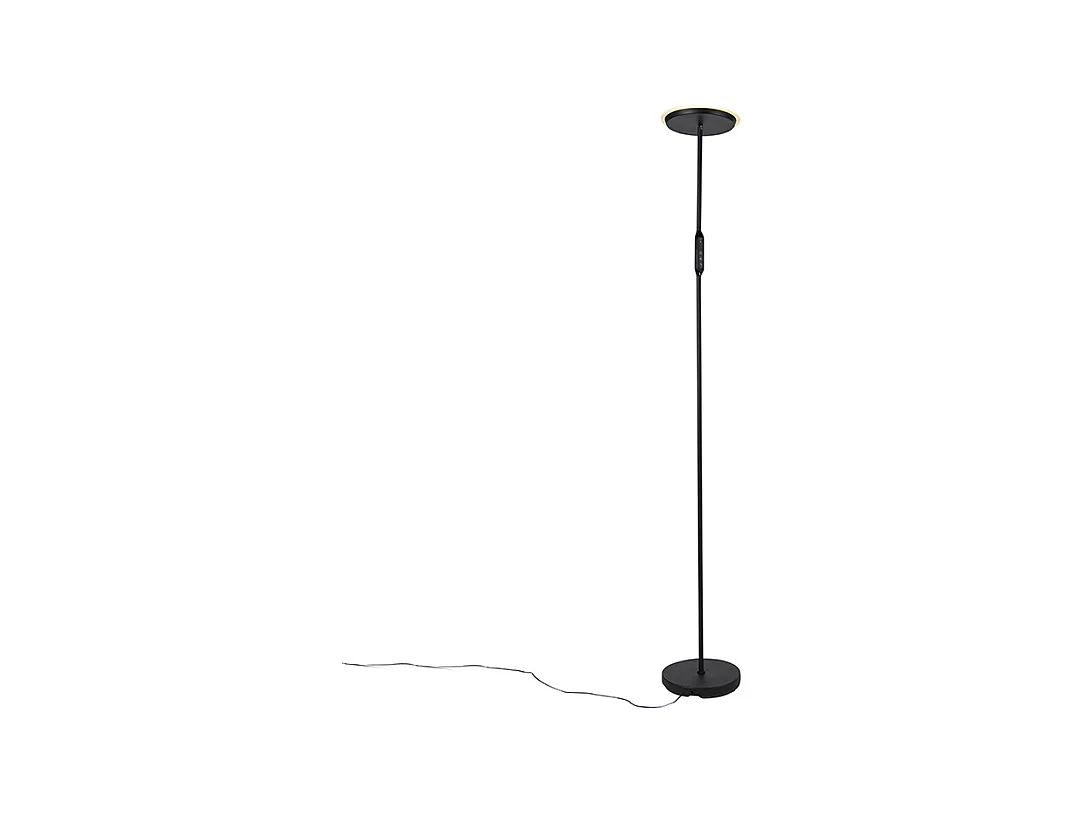 Lampadaire moderne noir avec LED et variateur - Bumu