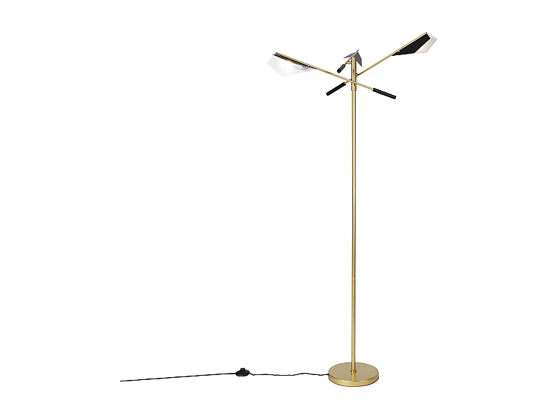 Lampadaire design noir avec or 3 lumières - Sinem