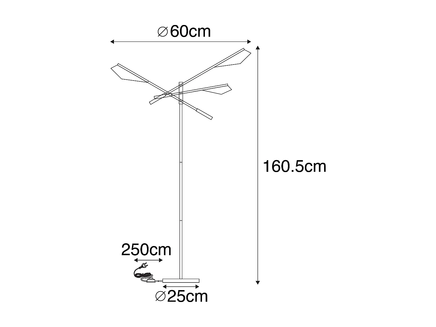 Lampadaire design noir avec or 3 lumières - Sinem