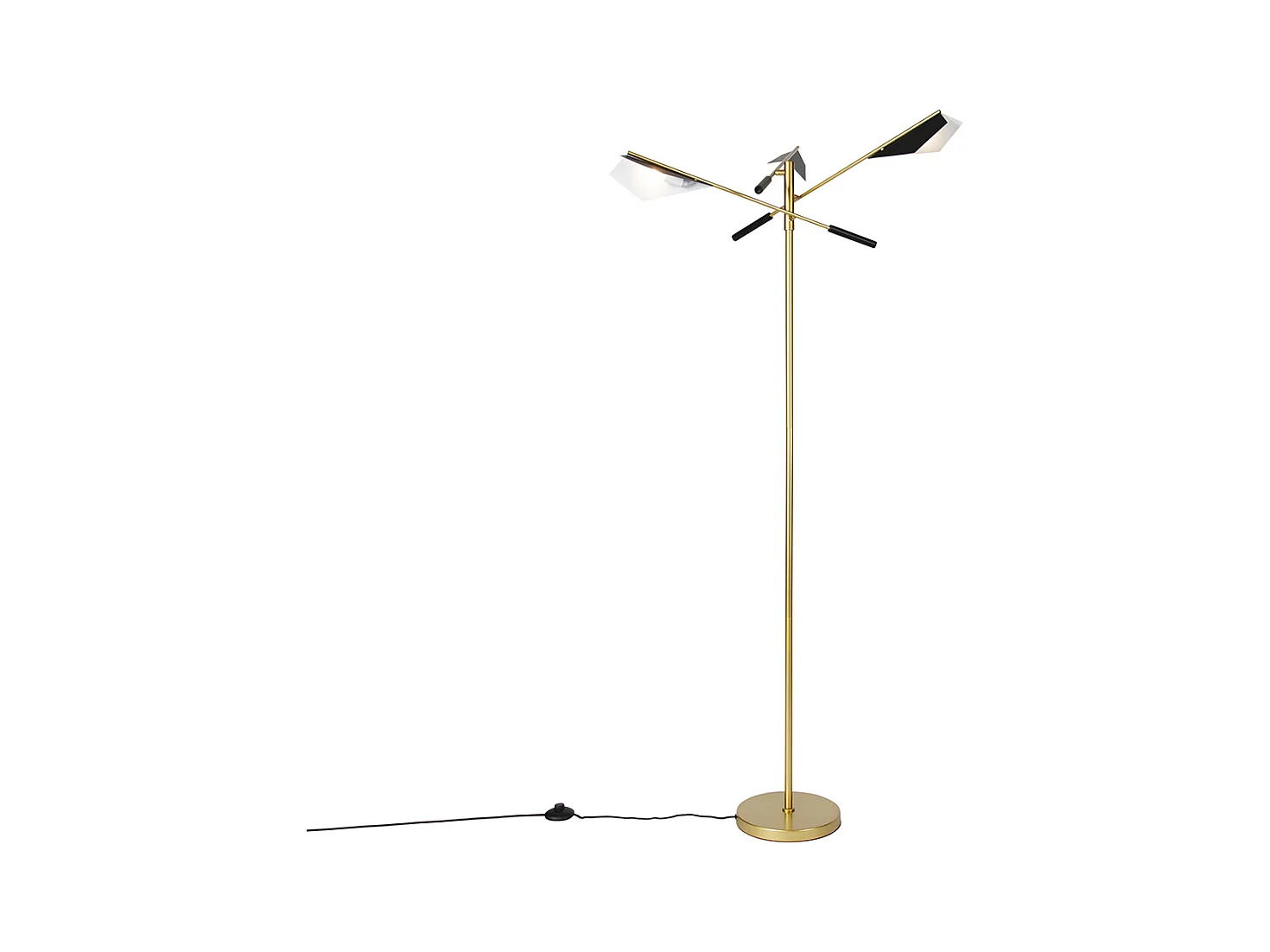 Lampadaire design noir avec or 3 lumières - Sinem