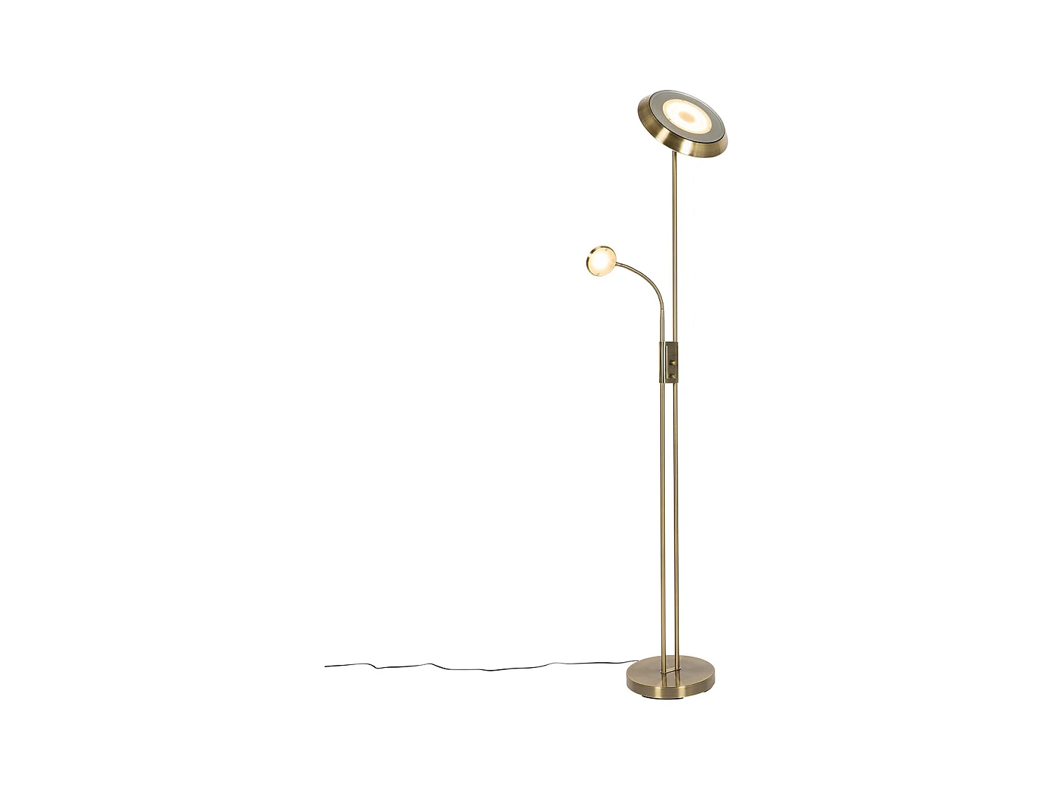 Lampadaire en bronze avec LED et variateur avec lampe de lecture - Fès