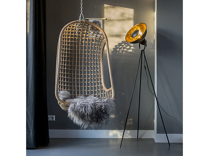 Lampadaire industriel trépied noir avec or - Magna Basic 25