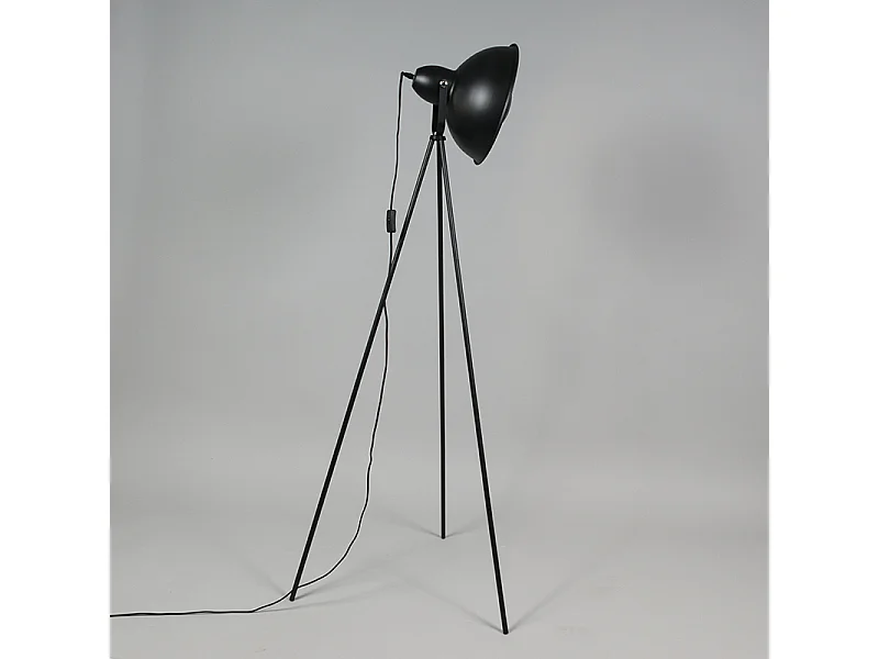 Lampadaire industriel trépied noir avec or - Magna Basic 25