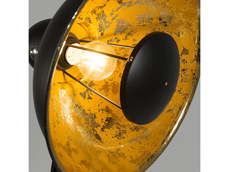 Lampadaire industriel trépied noir avec or - Magna Basic 25