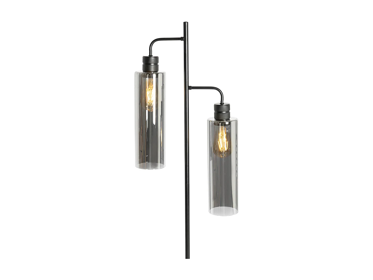 Lampadaire moderne noir avec verre fumé 2 lumières - Stavelot
