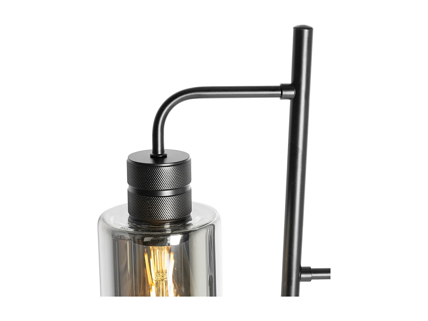 Lampadaire moderne noir avec verre fumé 2 lumières - Stavelot