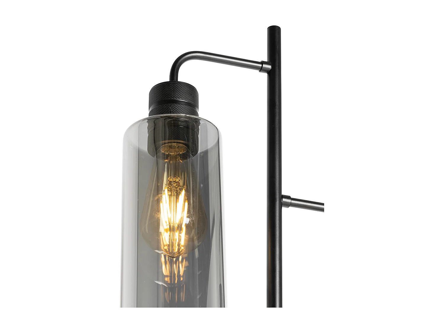 Lampadaire moderne noir avec verre fumé 2 lumières - Stavelot