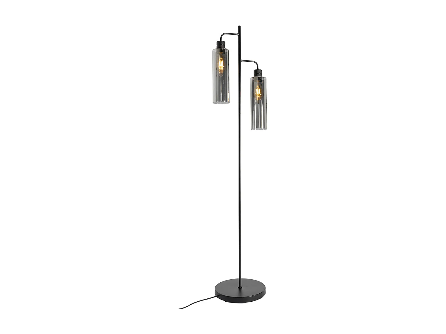 Lampadaire moderne noir avec verre fumé 2 lumières - Stavelot
