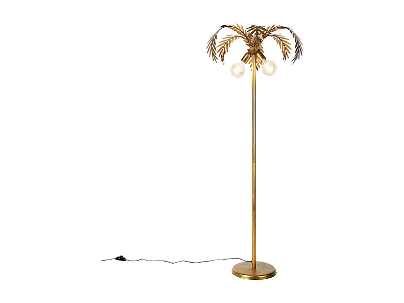 Lampadaire vintage doré 156 cm 2 lumières - Botanica