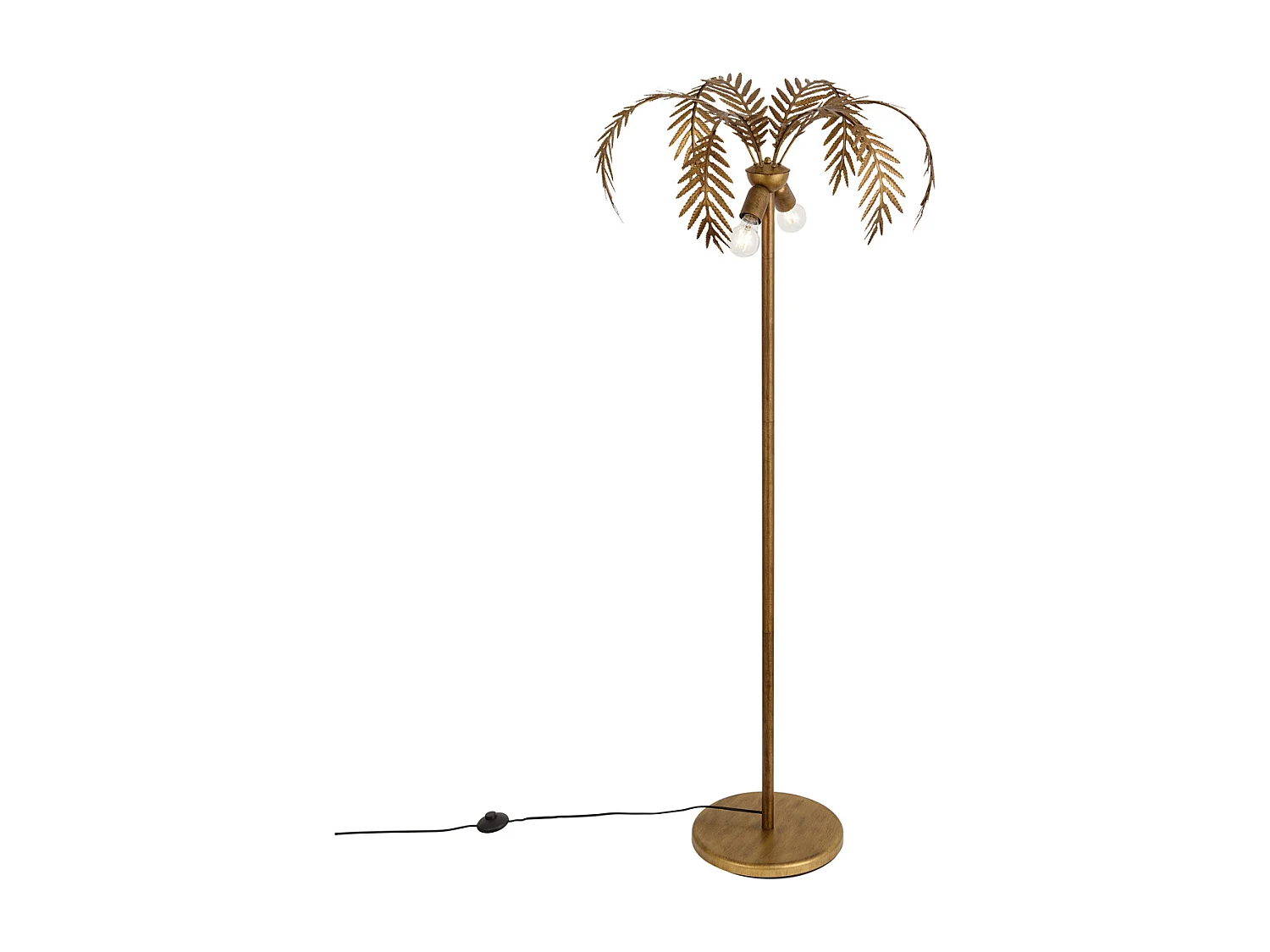 Lampadaire vintage doré 156 cm 2 lumières - Botanica