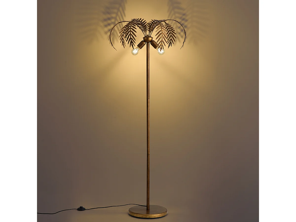 Lampadaire vintage doré 156 cm 2 lumières - Botanica
