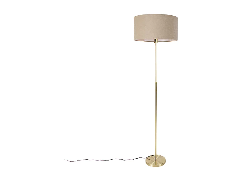 Lampadaire réglable or avec abat-jour brun clair 50 cm - Parte